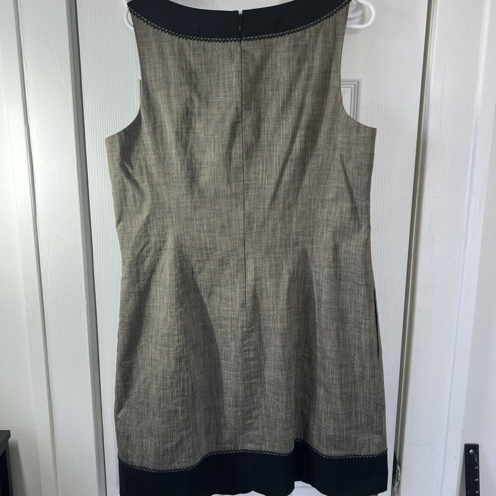 Tommy Bahama Gray Chambray Shift Dress 16 Sleeveless Split Neck Contrast Stitch - Picture 10 of 15